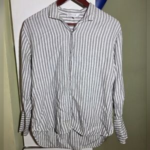 Frame Off White Multi Striped Linen Blend Top button down shirt XS